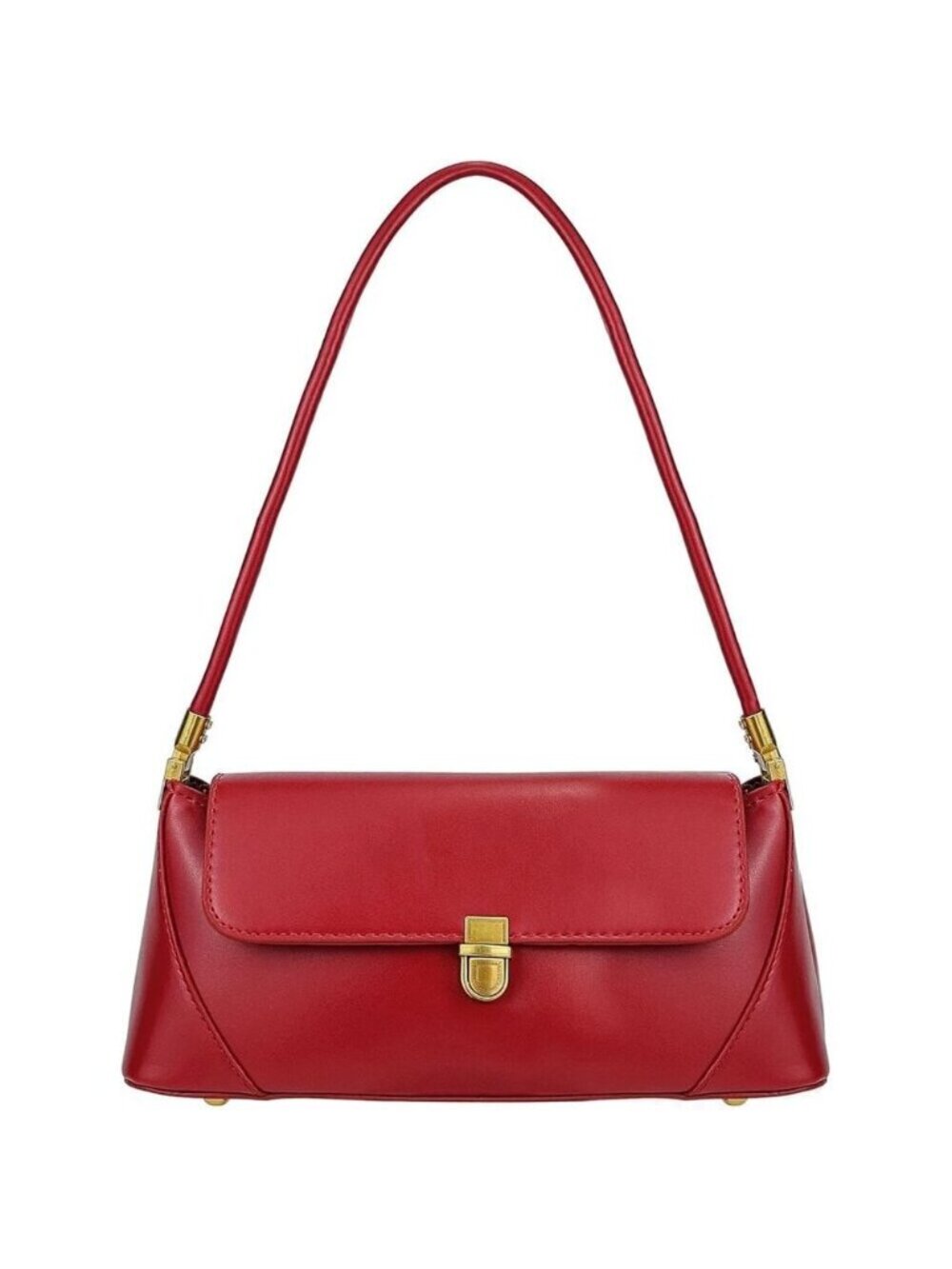 Vintage Small Red Shoulder Bag for Women Zipper Closure and Classic Design